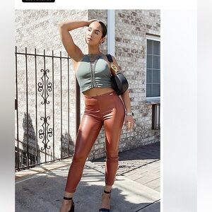 Fabletics vegan leggings rust colored ladies size small